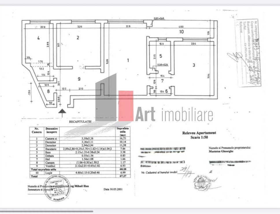 Ap.3 camere semidec. et. 6/10, piața Matei Ambrozie - 9